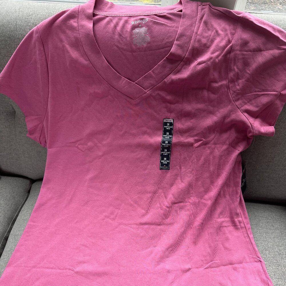 New ! Women’s St.John's Bay Pink T-Shirt, 100% Cotton size 2X
